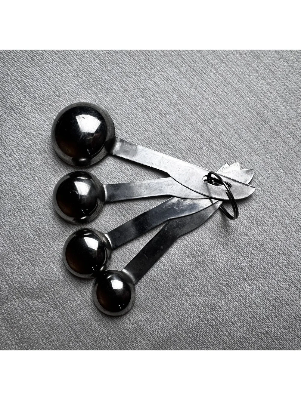 Vintage Stainless Measuring Spoons Set 4 Ringed Kitchen Baking Tool Made India